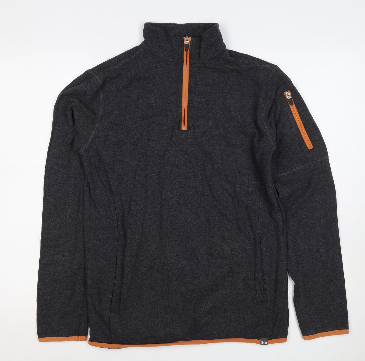 BAM Men’s Grey S Bamboo Viscose 1/4 Zip Fleece Activewear Top
