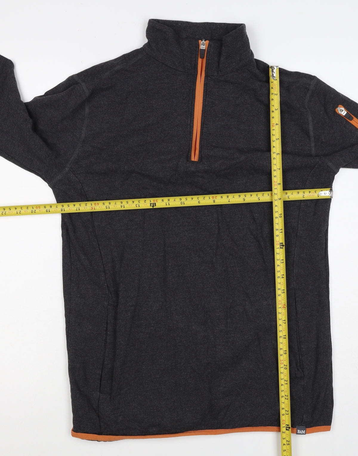 BAM Men’s Grey S Bamboo Viscose 1/4 Zip Fleece Activewear Top