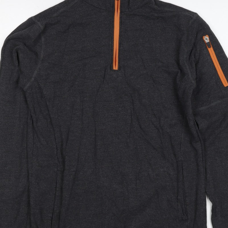 BAM Men’s Grey S Bamboo Viscose 1/4 Zip Fleece Activewear Top