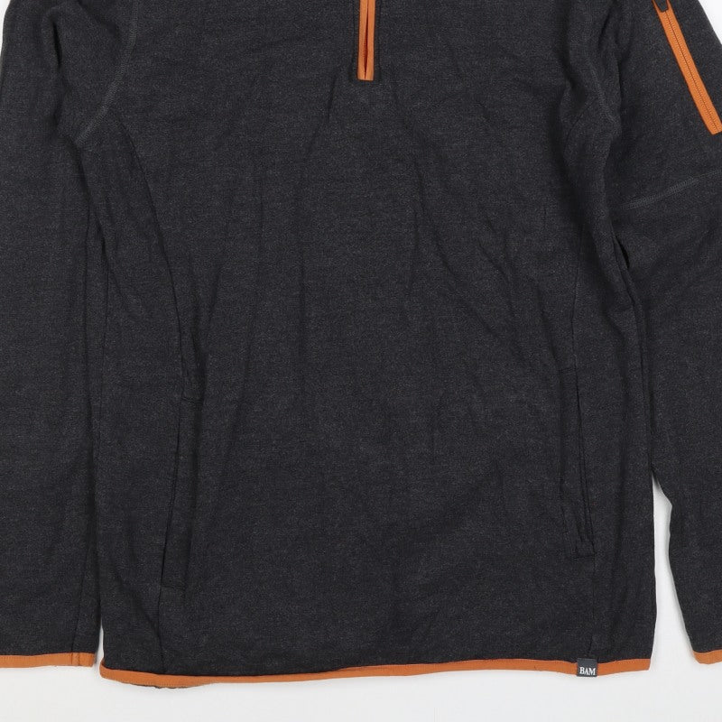 BAM Men’s Grey S Bamboo Viscose 1/4 Zip Fleece Activewear Top