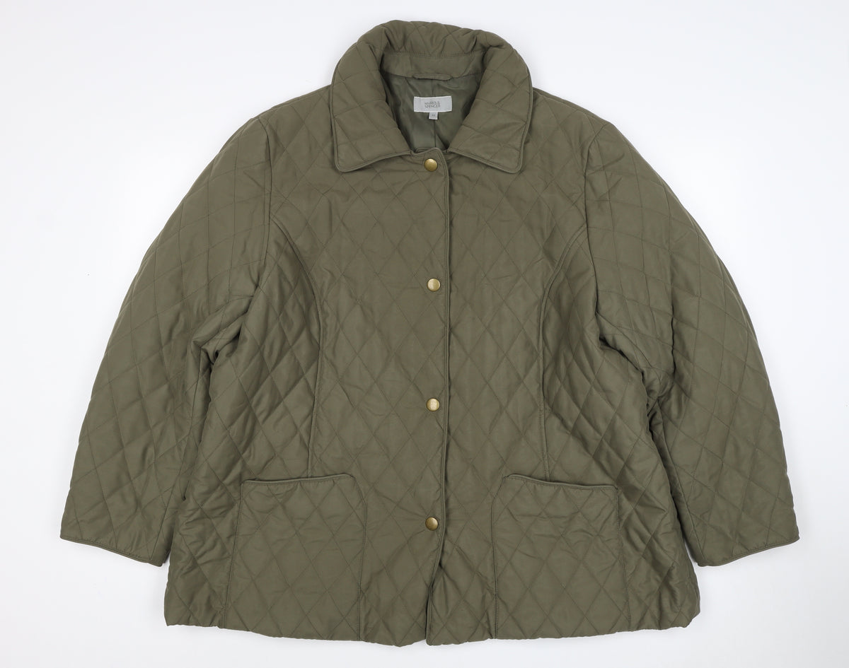 Marks and Spencer Women's Green UK 22 Quilted Padded Jacket