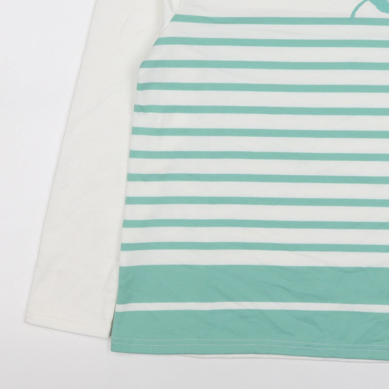Amart Women White Green S Basic Striped Long Sleeve Jersey T-Shirt