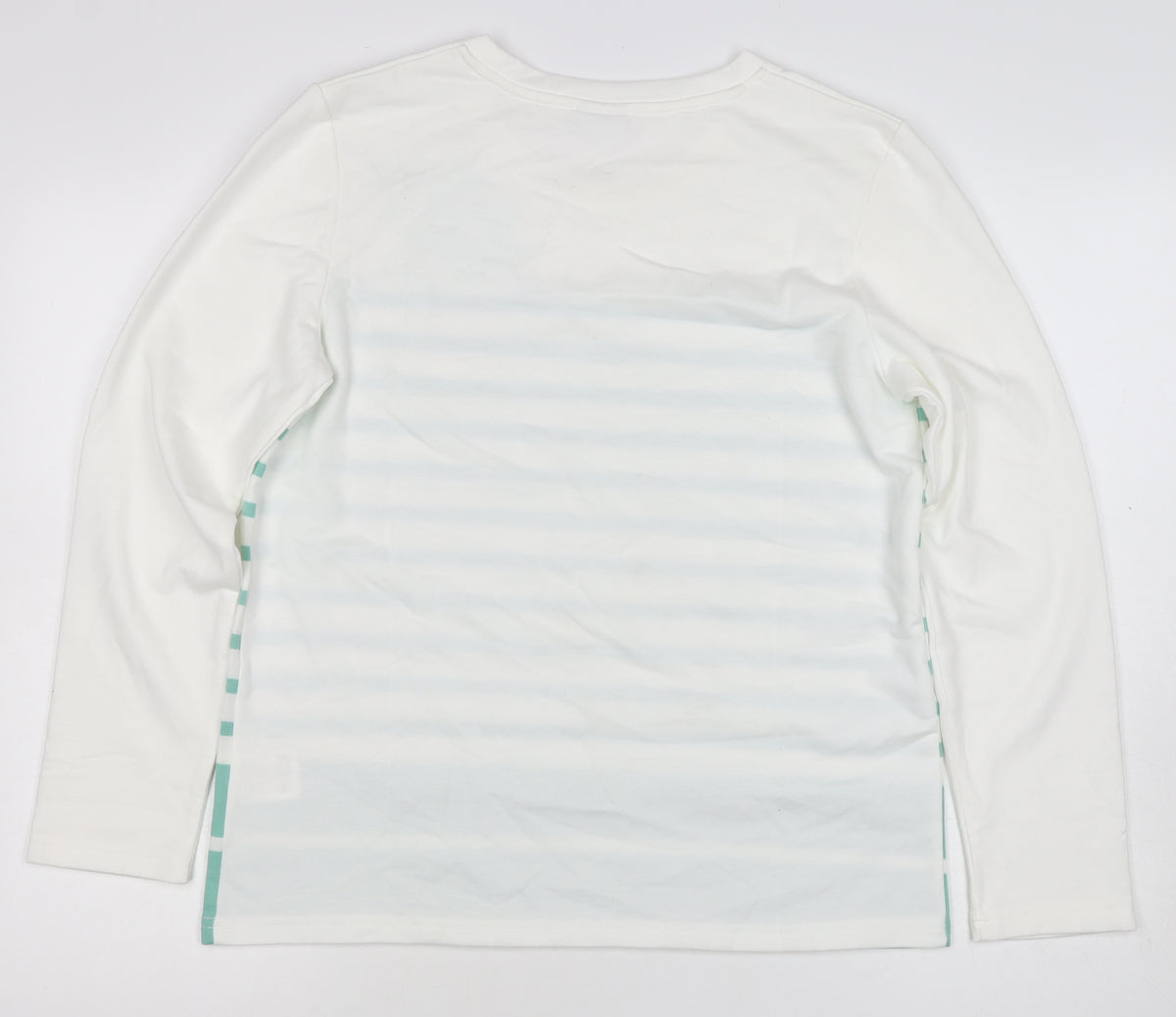 Amart Women White Green S Basic Striped Long Sleeve Jersey T-Shirt