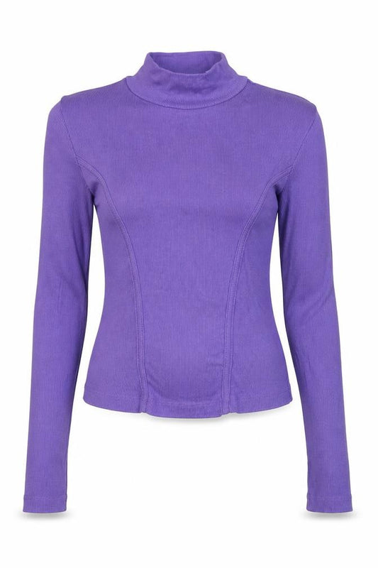 Rare Soul Women's Purple S Ribbed Roll Neck Long Sleeve Stretch Top