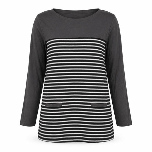 BHS Women Black White Striped Nursing Tunic Top UK 16 Long Sleeve