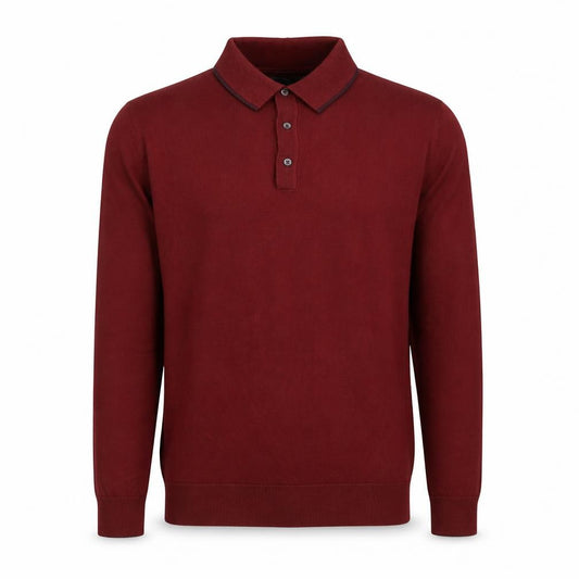 Marks & Spencer Men's Red M Cotton Rich Long Sleeve Knit Polo Shirt
