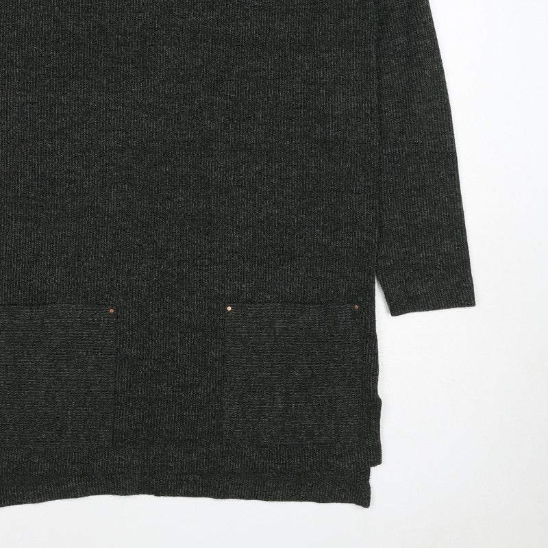 Next Women Grey UK 10 Open Front Longline Knit Cardigan Pockets Stretch