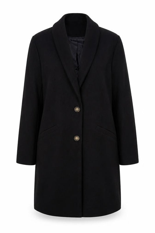 Dorothy Perkins Women Black UK 14 Single-Breasted Mid-Length Overcoat