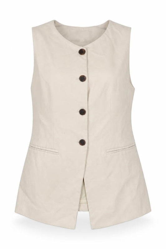 Marks and Spencer Women Ivory UK 12 Tailored 4 Button Waistcoat