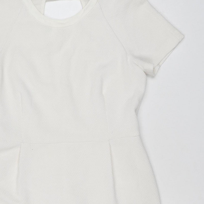 Sandro Women Ivory UK 12 Short Shift Dress Flared Sleeve
