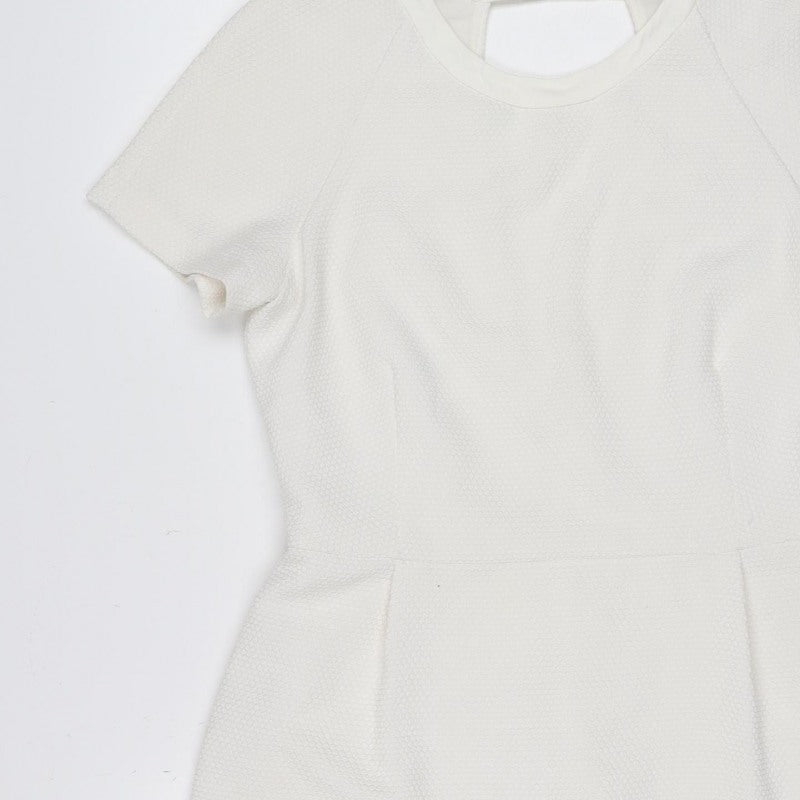 Sandro Women Ivory UK 12 Short Shift Dress Flared Sleeve