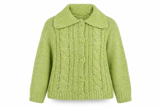 Per Una Women’s Green L Cable Knit Open Cardigan Collared