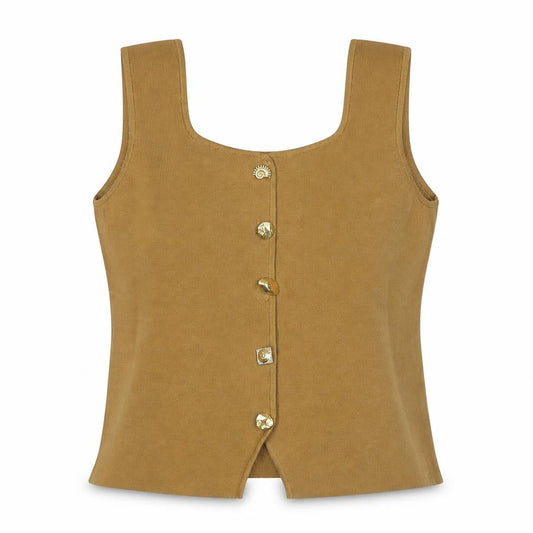 Marks and Spencer Women Brown S Knit Button Front Camisole Tank Top