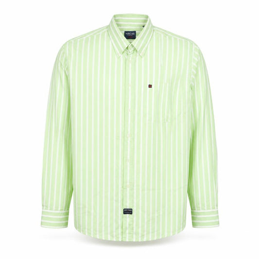 Lion of Porches Men Green Stripe Cotton Button-Down Shirt XL