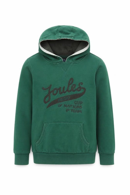 Joules Boys Green 9-10 Years Pullover Hoodie Rugby Graphic Pocket