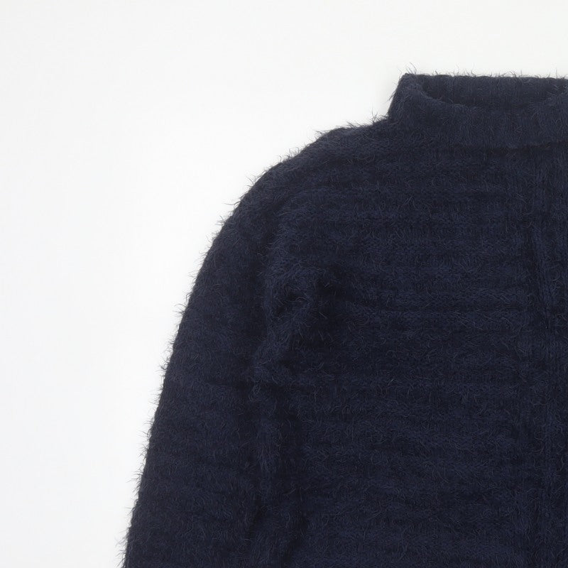 M&S Collection Women’s Blue S Roll Neck Fluffy Knit Pullover Jumper