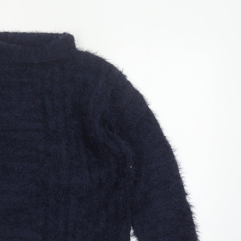 M&S Collection Women’s Blue S Roll Neck Fluffy Knit Pullover Jumper