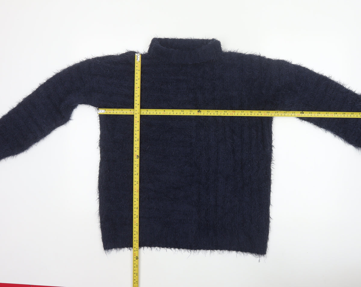 M&S Collection Women’s Blue S Roll Neck Fluffy Knit Pullover Jumper