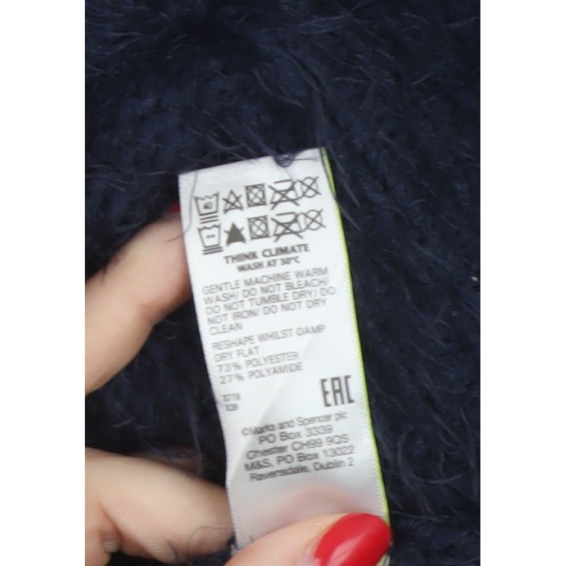 M&S Collection Women’s Blue S Roll Neck Fluffy Knit Pullover Jumper