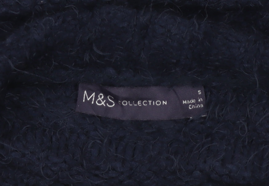 M&S Collection Women’s Blue S Roll Neck Fluffy Knit Pullover Jumper