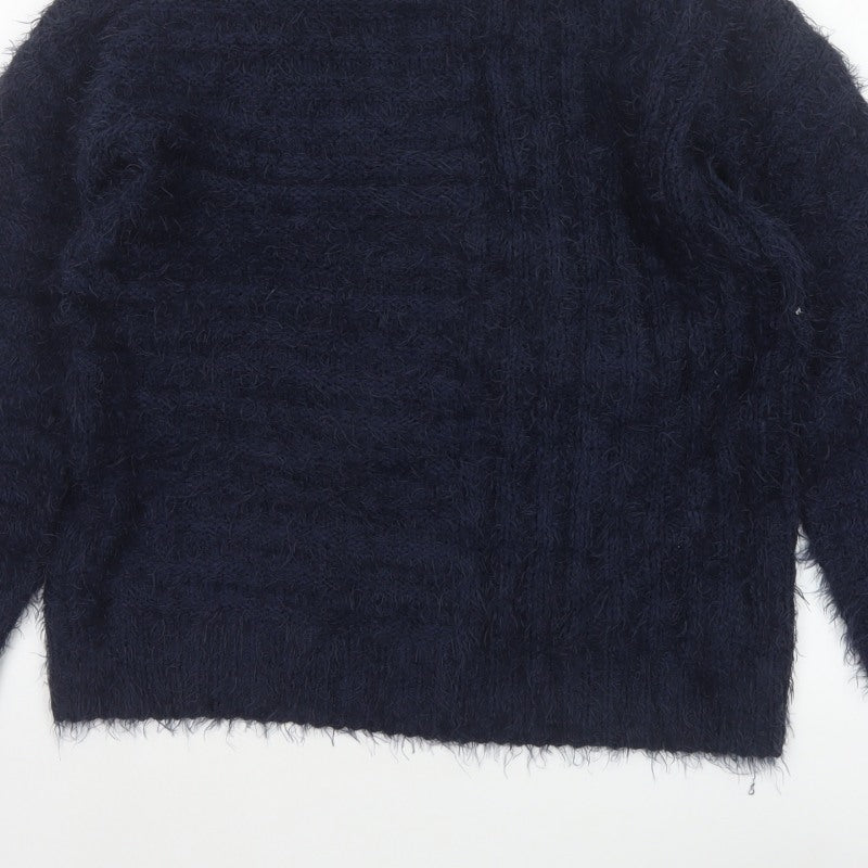 M&S Collection Women’s Blue S Roll Neck Fluffy Knit Pullover Jumper