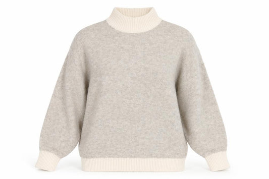 Marks and Spencer Women Beige L Relaxed Roll Neck Pullover Jumper