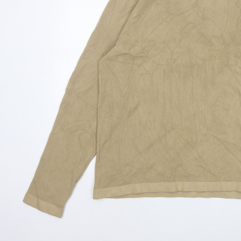 Marks & Spencer Men Beige 2XL Roll Neck Cotton Modal Pullover Jumper