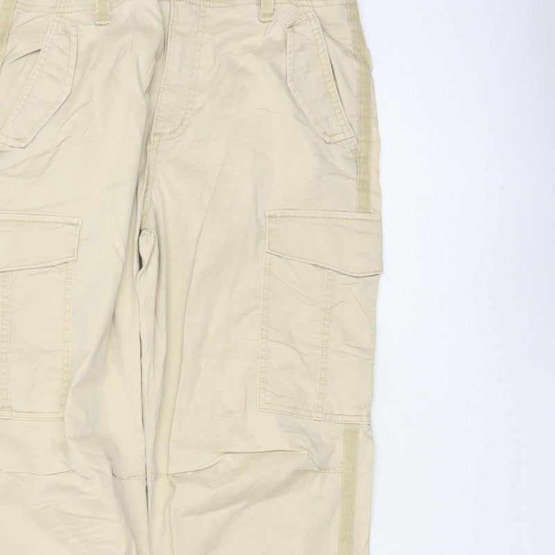Marks and Spencer Women Beige UK 12 Regular Cargo Trousers Pockets