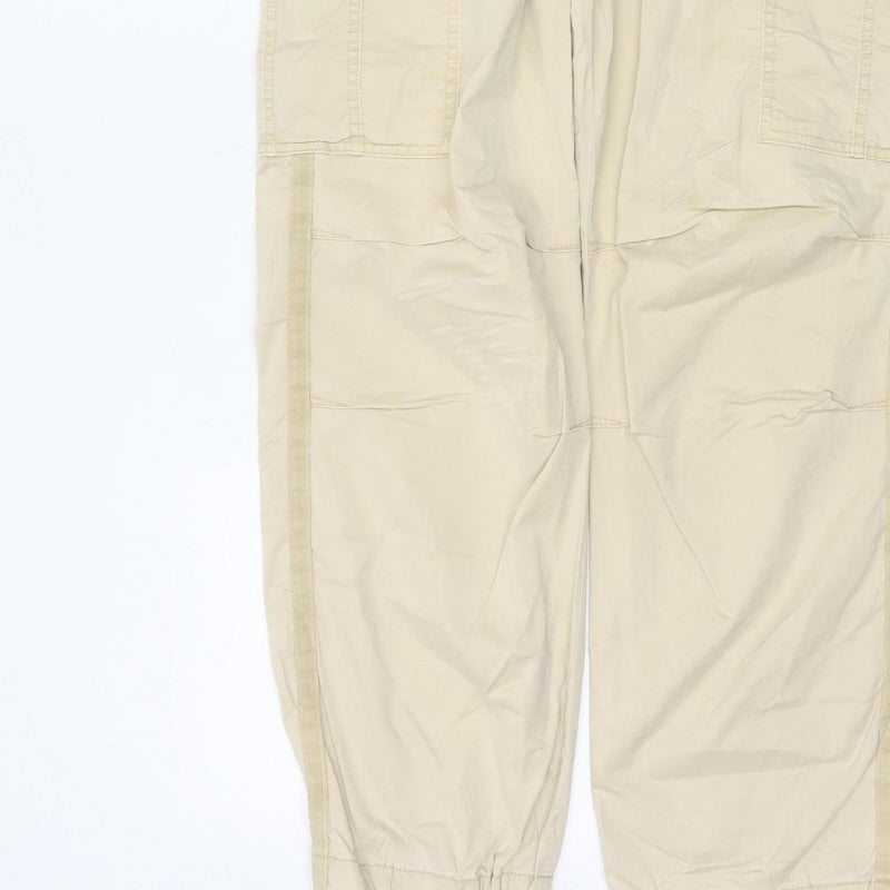 Marks and Spencer Women Beige UK 12 Regular Cargo Trousers Pockets