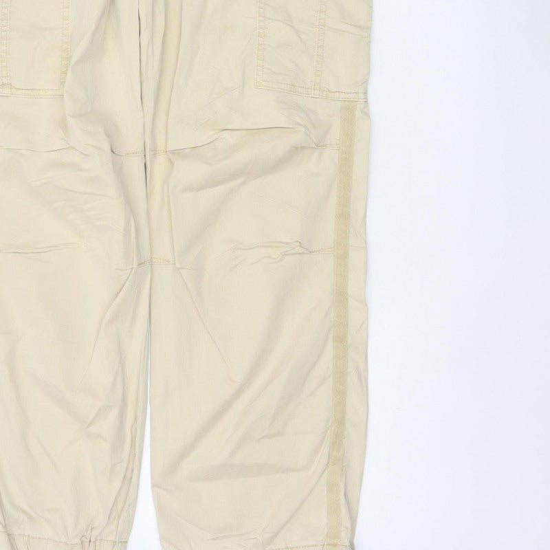 Marks and Spencer Women Beige UK 12 Regular Cargo Trousers Pockets