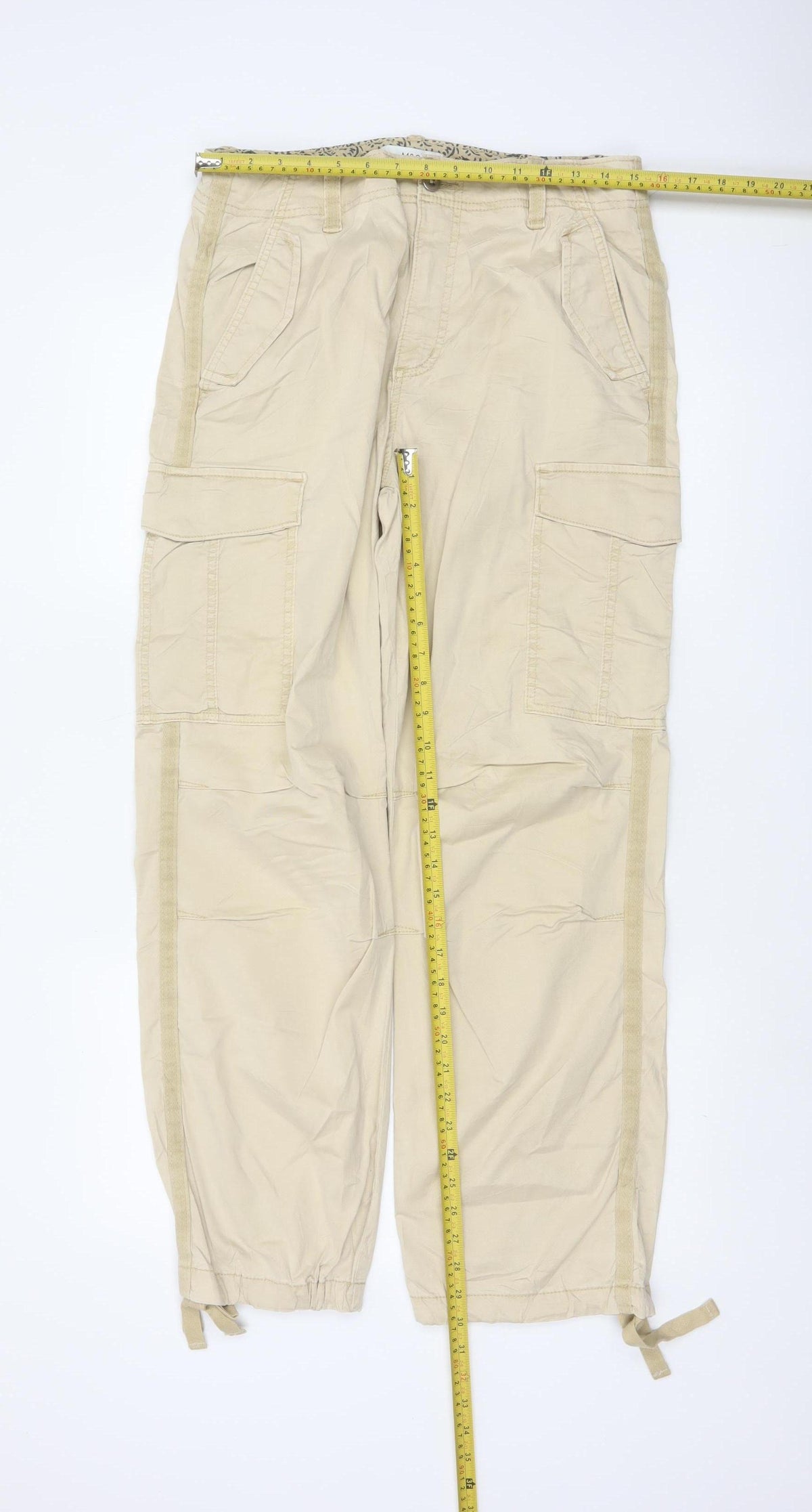 Marks and Spencer Women Beige UK 12 Regular Cargo Trousers Pockets