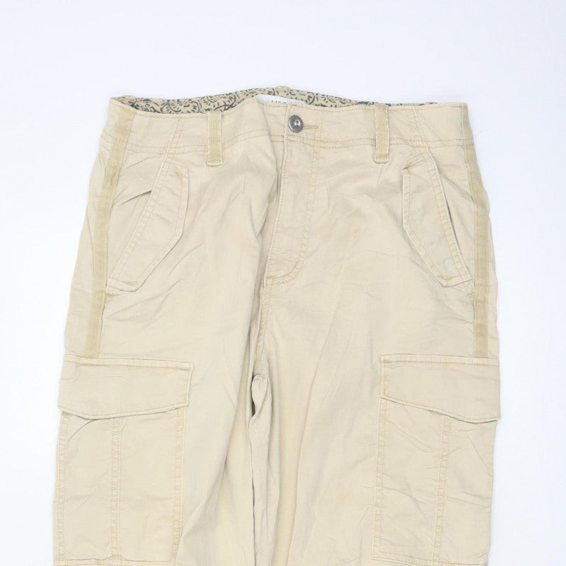 Marks and Spencer Women Beige UK 12 Regular Cargo Trousers Pockets