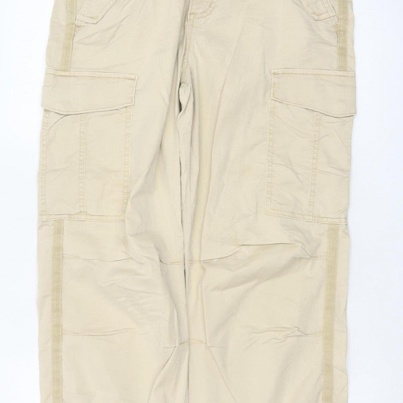 Marks and Spencer Women Beige UK 12 Regular Cargo Trousers Pockets
