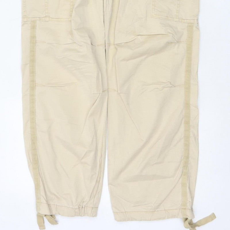 Marks and Spencer Women Beige UK 12 Regular Cargo Trousers Pockets