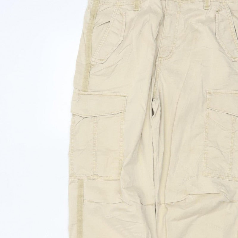 Marks and Spencer Women Beige UK 12 Regular Cargo Trousers Pockets