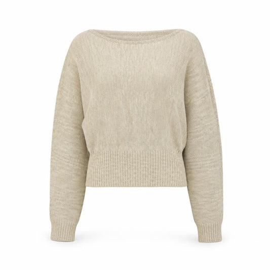 Marks and Spencer Women’s Beige S Open-Knit Boat Neck Pullover Jumper