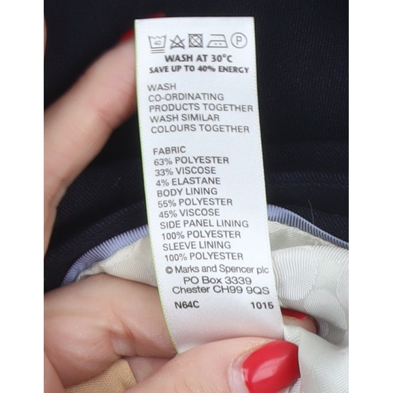 Marks and Spencer Women Black UK 14 Tailored Single-Breasted Blazer