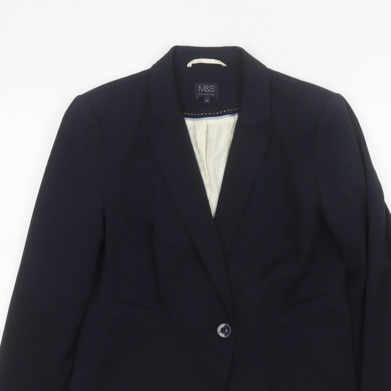 Marks and Spencer Women Black UK 14 Tailored Single-Breasted Blazer