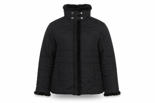 Terranova Women’s Black UK 12 Quilted Puffer Jacket Faux Fur Trim