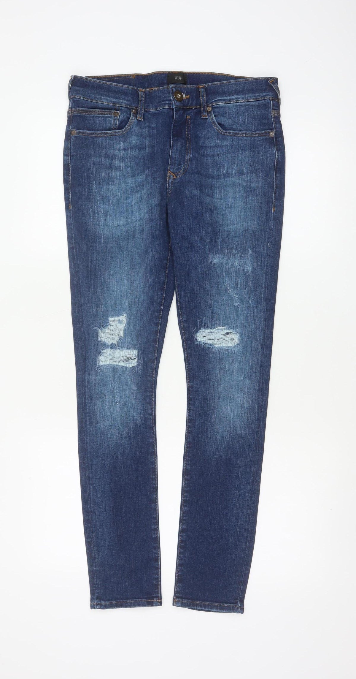 River Island Men’s Blue 30/30 Skinny Distressed Jeans