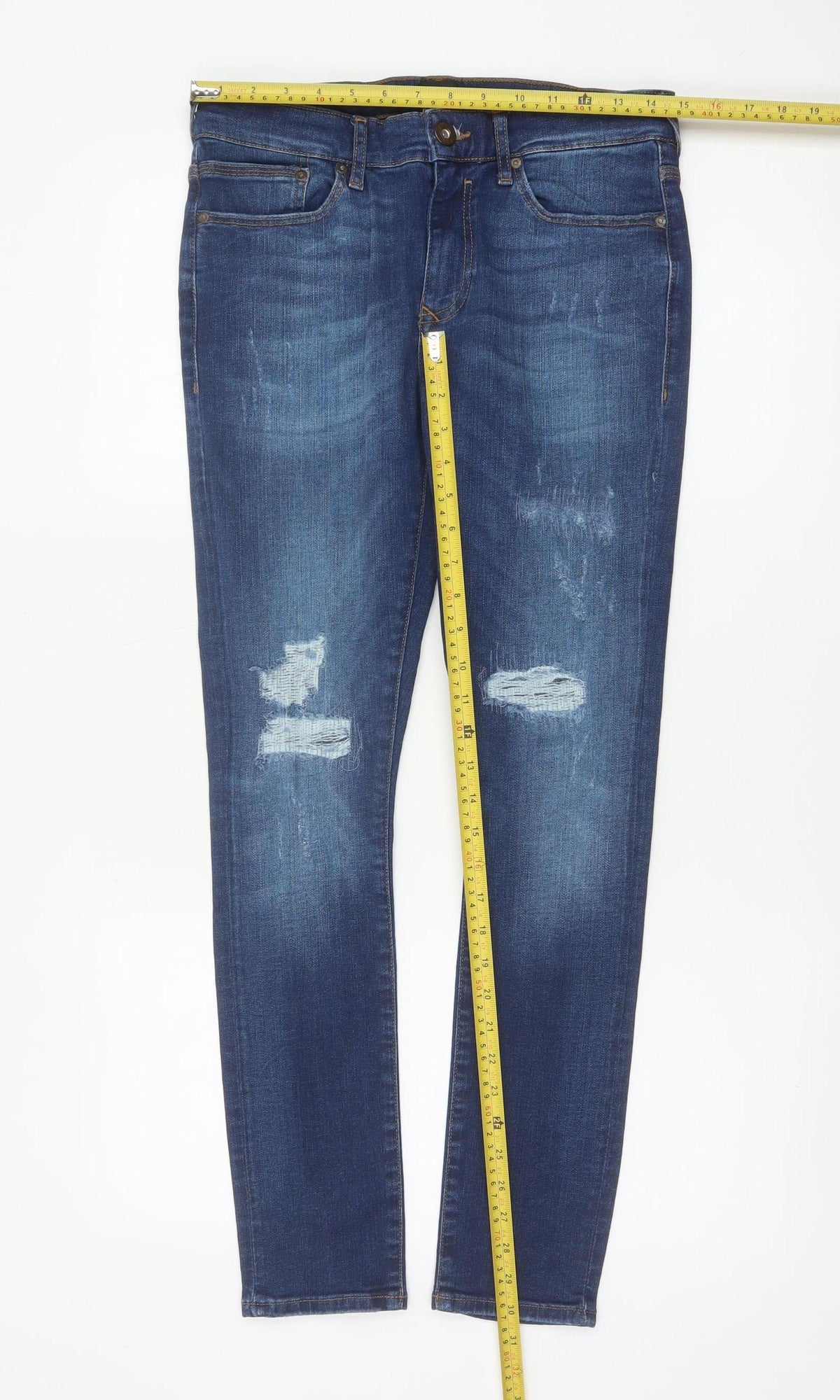 River Island Men’s Blue 30/30 Skinny Distressed Jeans