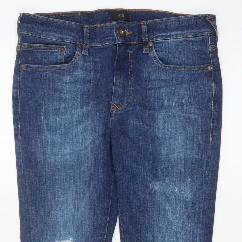 River Island Men’s Blue 30/30 Skinny Distressed Jeans