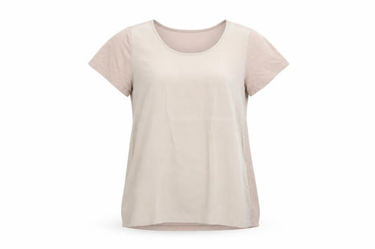 The White Company Women Beige XS Silk Panel Short Sleeve Blouse