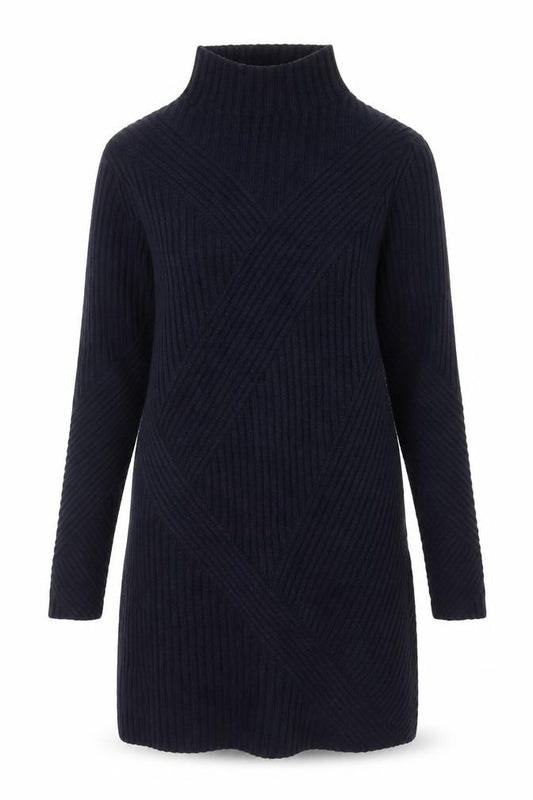Marks & Spencer Women's Navy S Ribbed Merino Wool Tunic Jumper