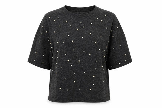 Zara Trafaluc Women’s Black Size 28 Pearl Beaded Dolman Knit Top