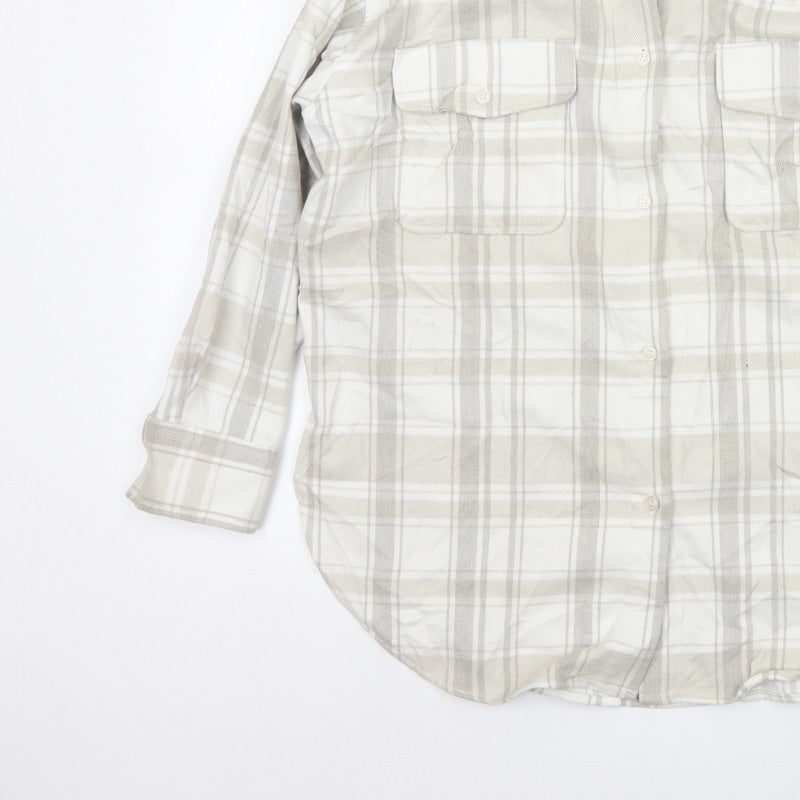 H&M Men's Beige Check Plaid Long Sleeve Button-Up Shirt Size S