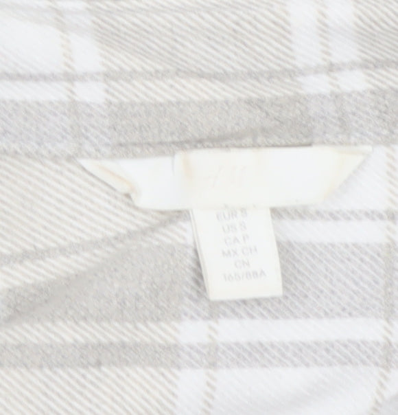 H&M Men's Beige Check Plaid Long Sleeve Button-Up Shirt Size S