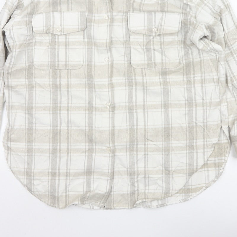 H&M Men's Beige Check Plaid Long Sleeve Button-Up Shirt Size S