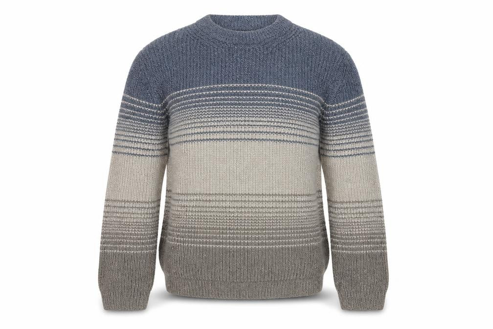 Celtic & Co. Men's Grey Blue Stripe Knit Pullover Jumper Size S Cotton