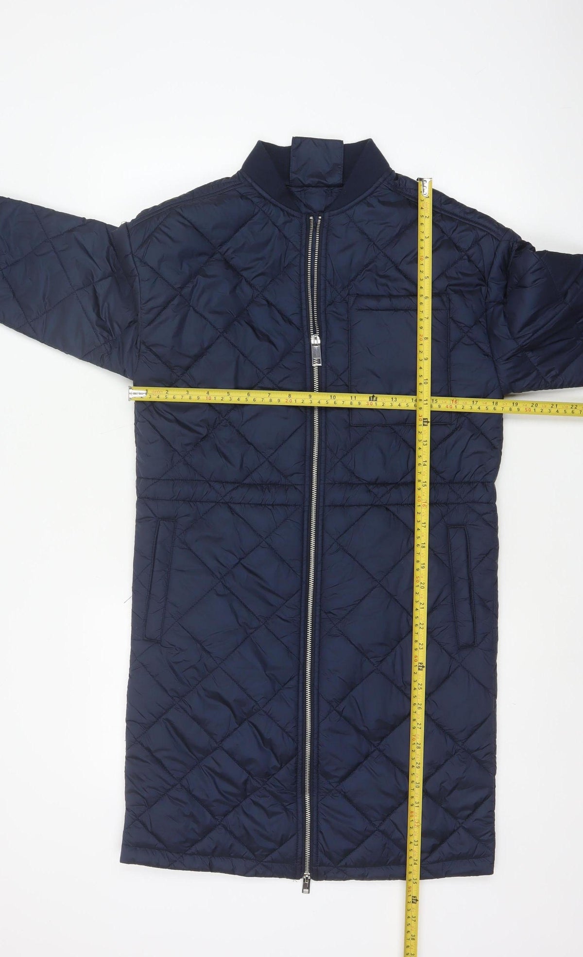 Marks & Spencer Women Blue XS Long Quilted Bomber Padded Coat